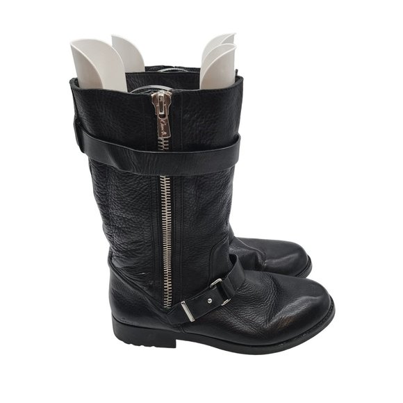 Coach Vanessa Leather Boots Moto Steampunk Goth Womens size 11B - Picture 1 of 7